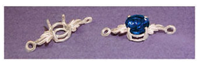 7mm ROUND & LEAF STERLING SILVER PRE-NOTCHED BRACELET LINK SETTING