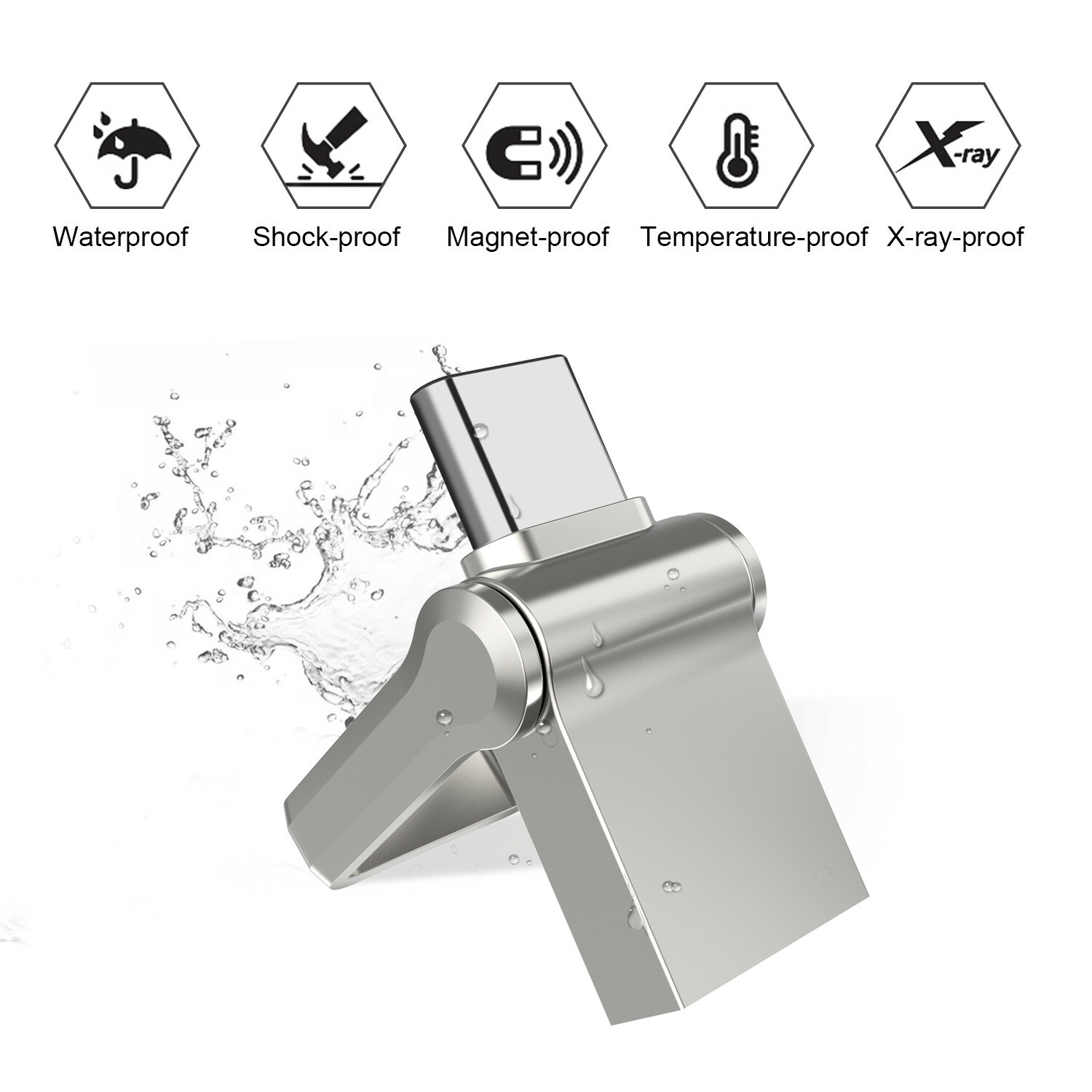64GB Type C USB 3.0 Flash Drive 2 in 1 Memory Stick Mini Disk Thumb Drive