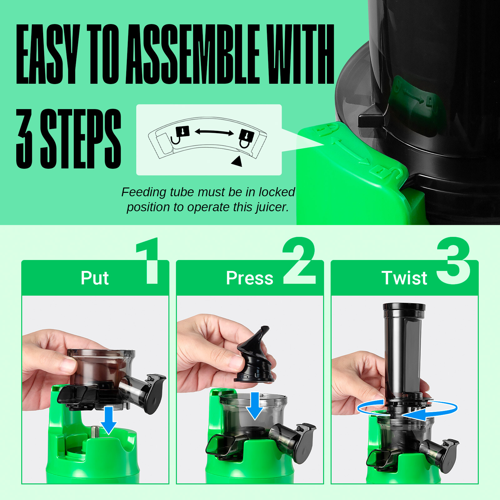 Ventray Essential Ginnie Compact Cold Press Juicer, Easy Clean & Nutrient Dense
