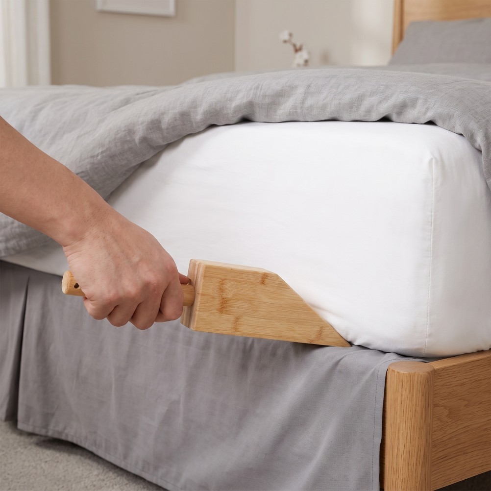 Ergonomic Bamboo Mattress Lifter for Easy Sheet Changing and Bed Making