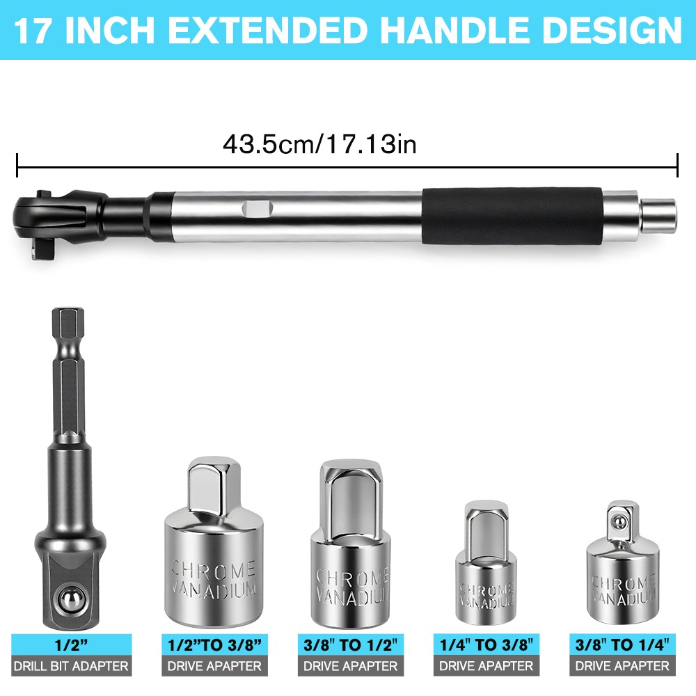1/2" Offset Extension Wrench, Impact Ratchet Extender for Electric Drill Tools