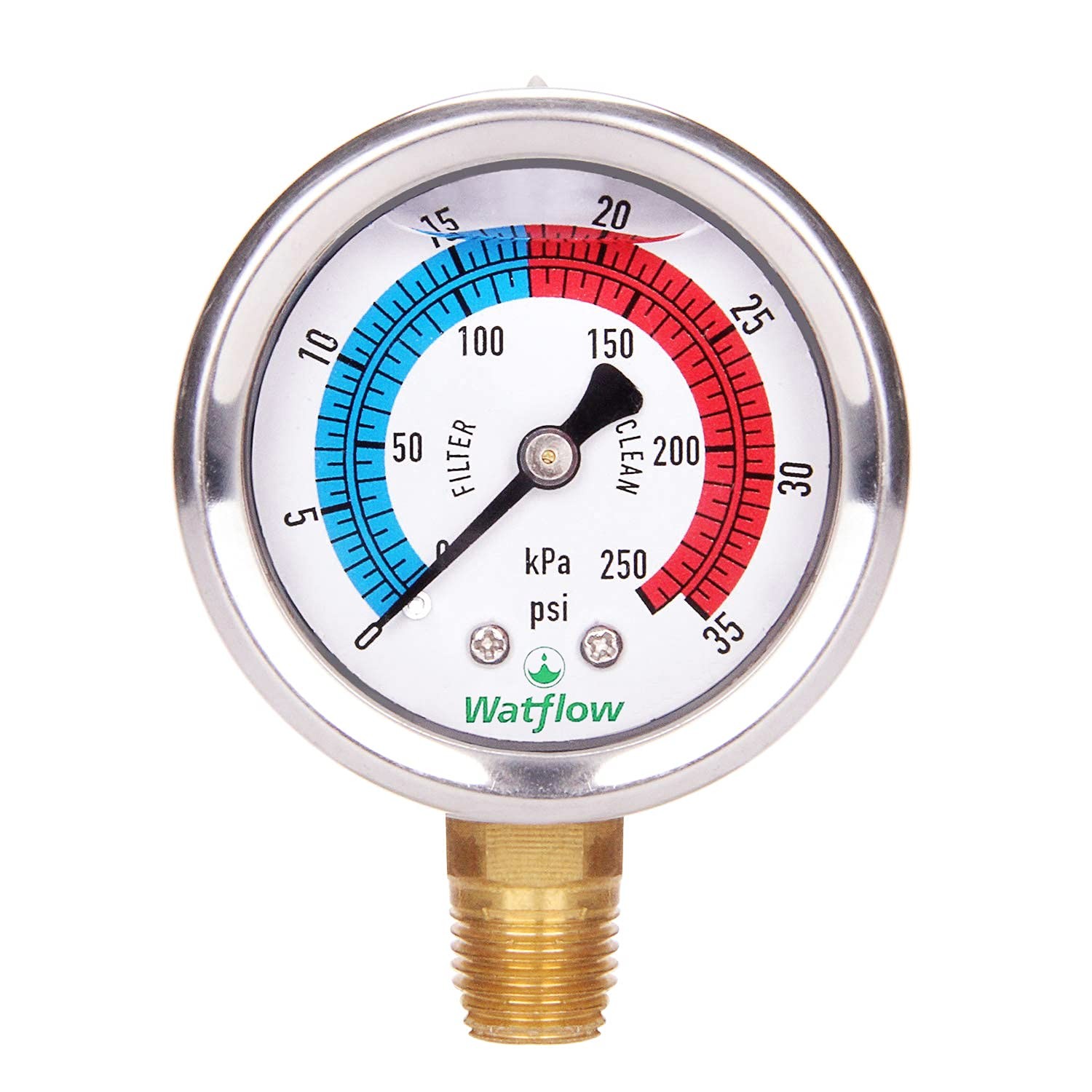 2" Dial Pool Filter Pressure Gauge, Glycerine Filled Pressure Gauge, 304 Stai...