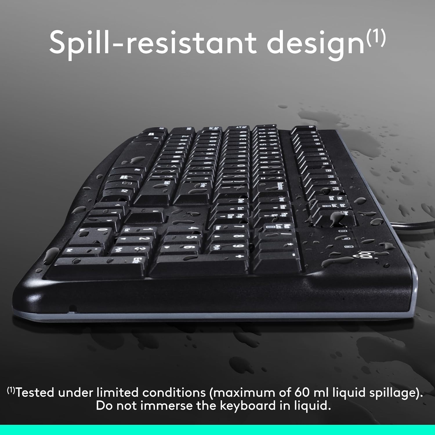K120 Wired QWERTY Keyboard - Easy Setup, Spill-Resistant, Eco-Friendly Design