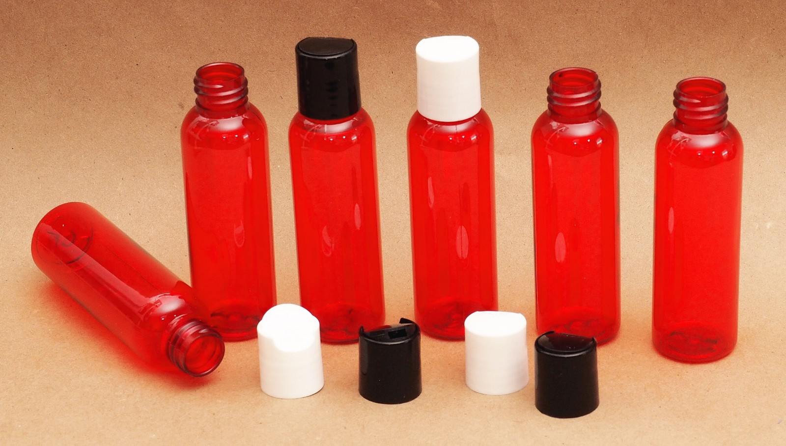 4 Oz Bullet  Plastic Red PET Bottles with Dispensing  white caps ( 12 PACK )