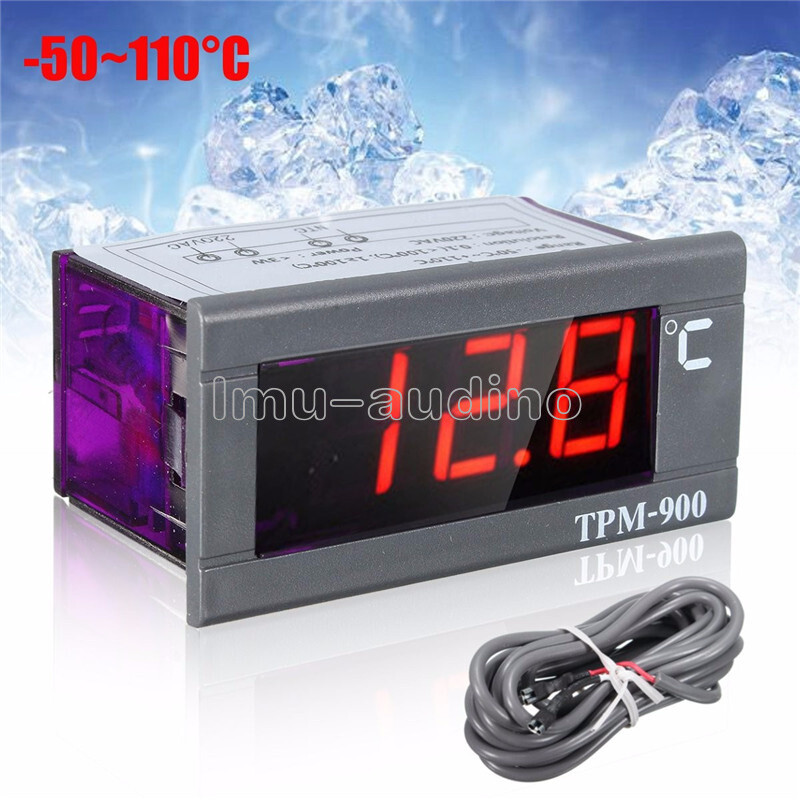 AC 220V Embedded Thermometer Refrigerator Digital Temperature Meter Panel