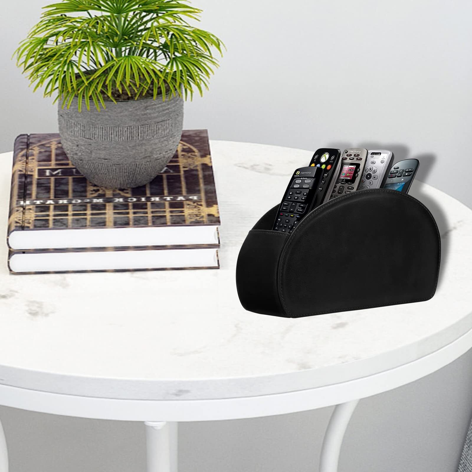 Leather Remote Control Holder With 5 Compartments Tv Remote Caddy Storage Box/tr