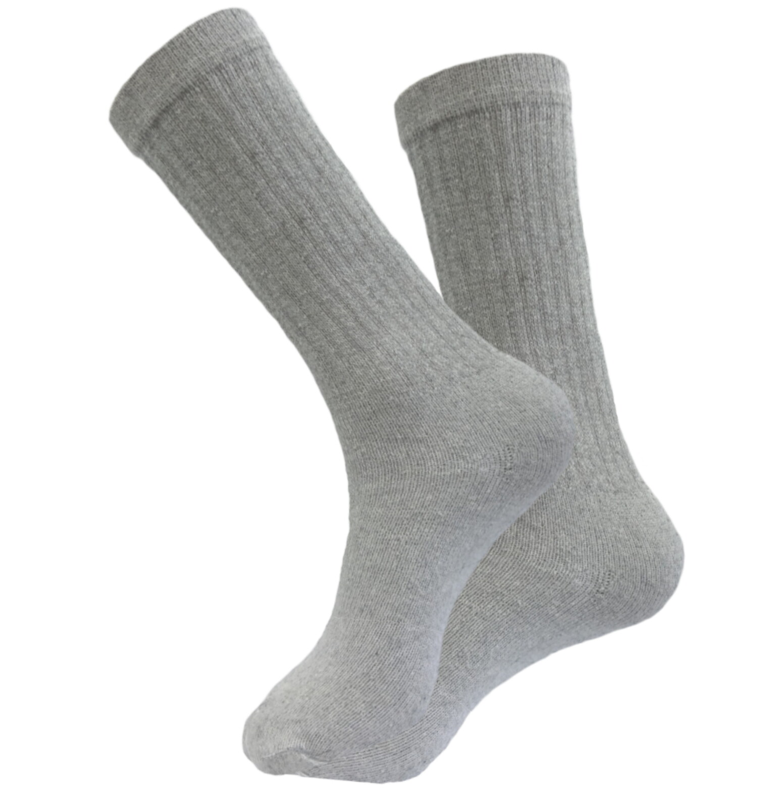 6 PAIRS GRAY TUBE SOCKS COTTON 21 INCHES CREW LONG SPORTS SOCKS 10-15