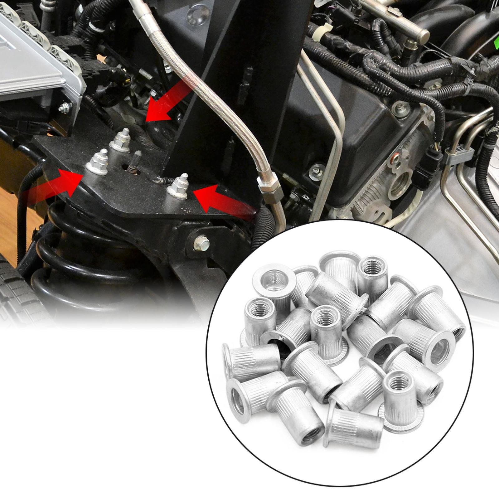 20pcs M6 Silver Tone Flat Head Rivet Nut Insert for Car Vehicle
