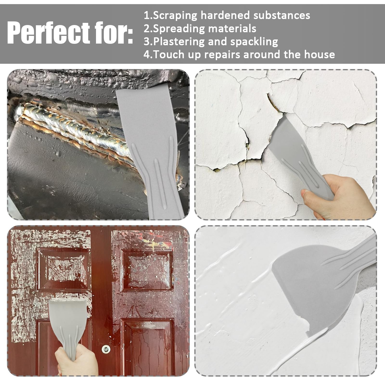 Plastic Putty Knife Flexible Scraper for Spackling, Multi-Size Paint Scraper