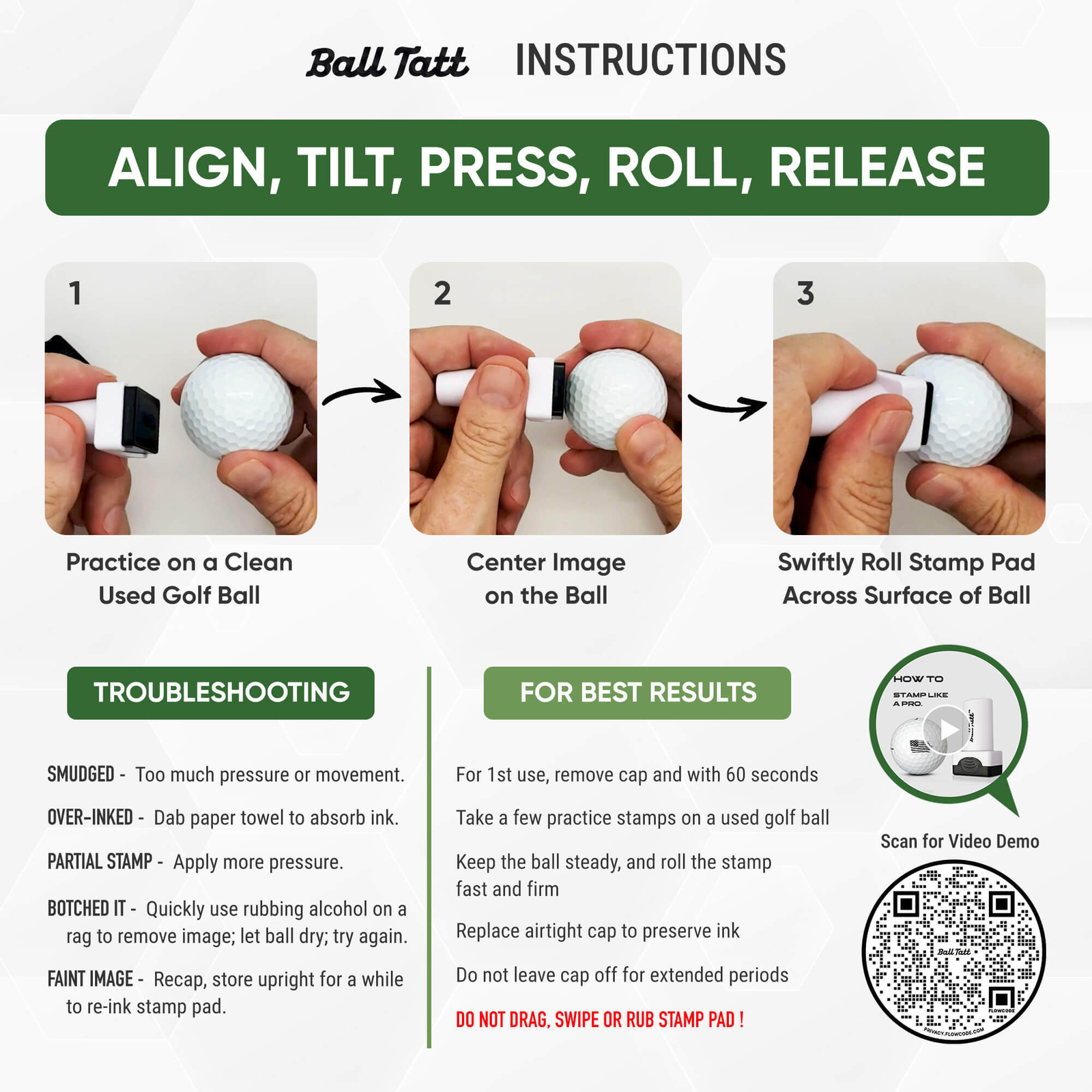 Ball Tatt - Bald Eagle Golf Ball Stamp Marker Quick-Dry Self-Inking Stamper