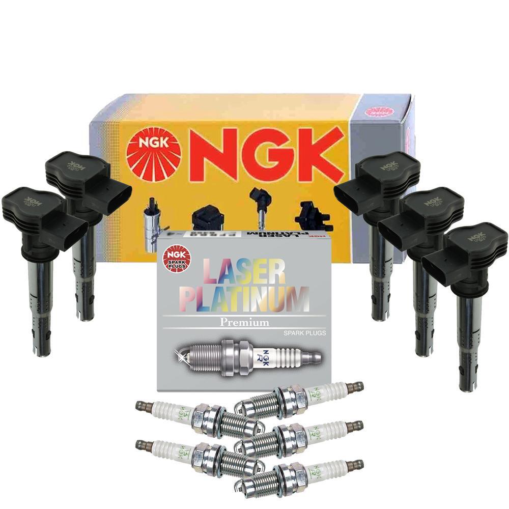 NGK 5 COP Ignition Coils & 5 V-Power Spark Plugs Kit For VW Beetle Jetta Rabbit