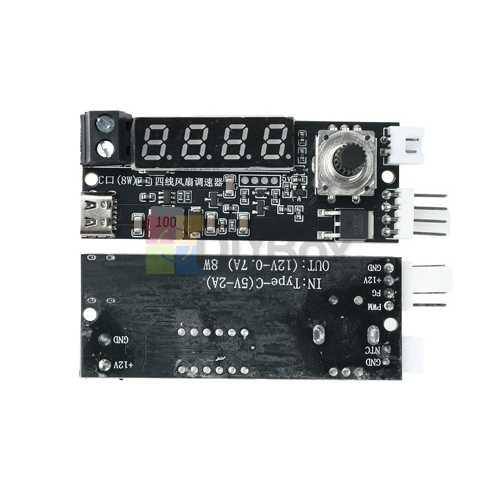 5V 12V 5A 4-Wire PWM Fan Speed Control Module Smart Temperature Control +Display