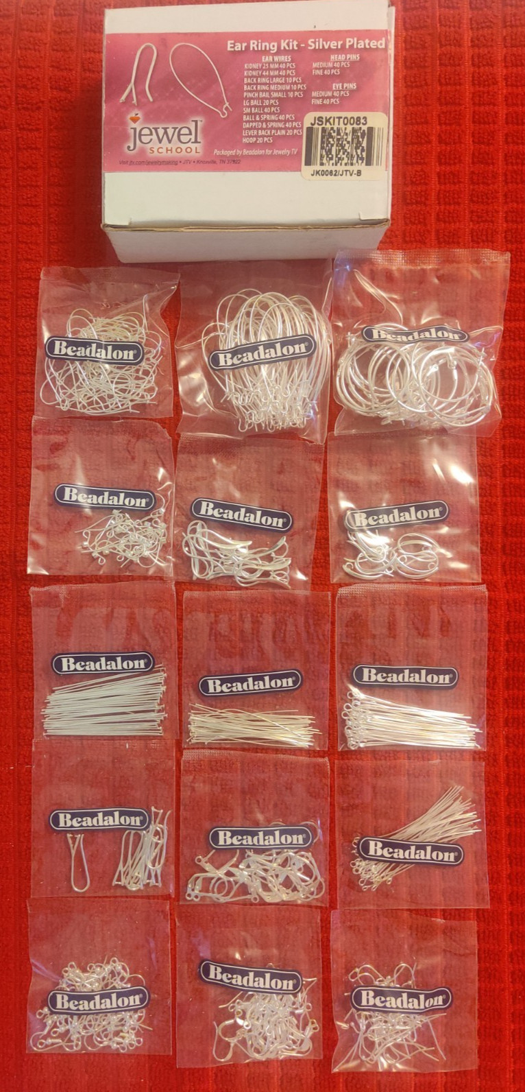 Beadalon Ear Ring Kit - Silver Plated With Assorted Ear Wires Head Pins Eye Pins