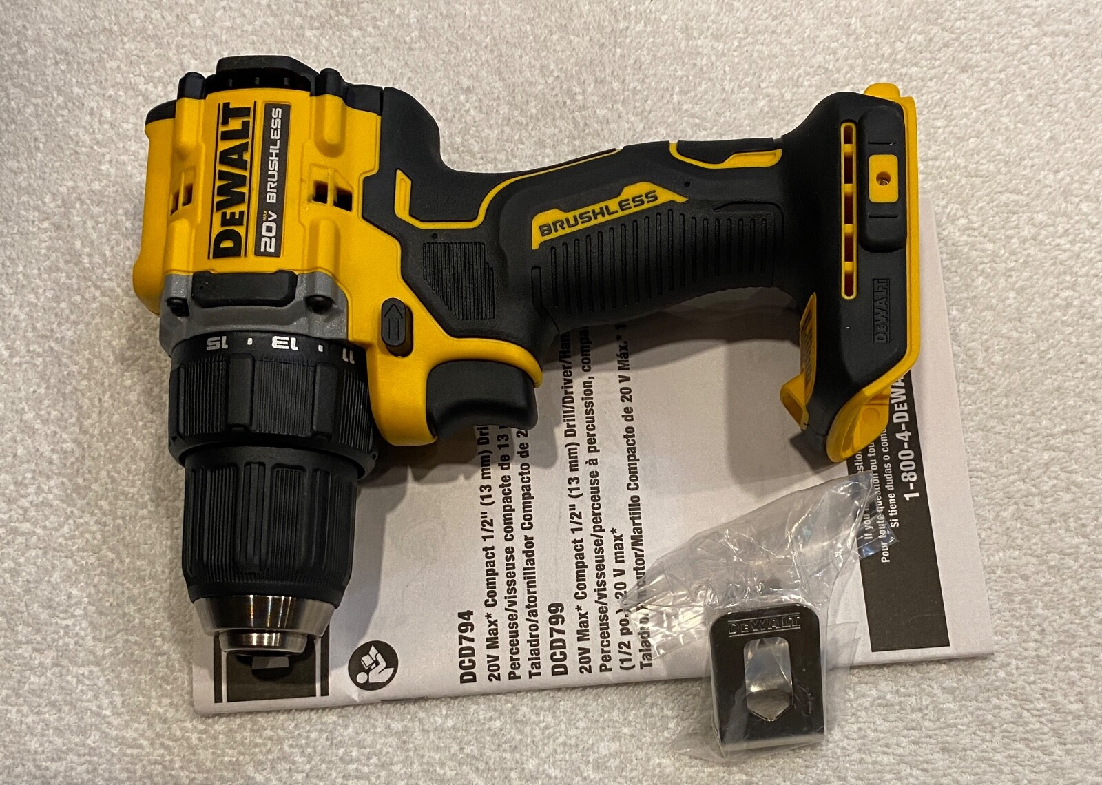 New Dewalt DCD794B 20V Max 1/2" Atomic Compact 2 Speed Brushless Drill Driver