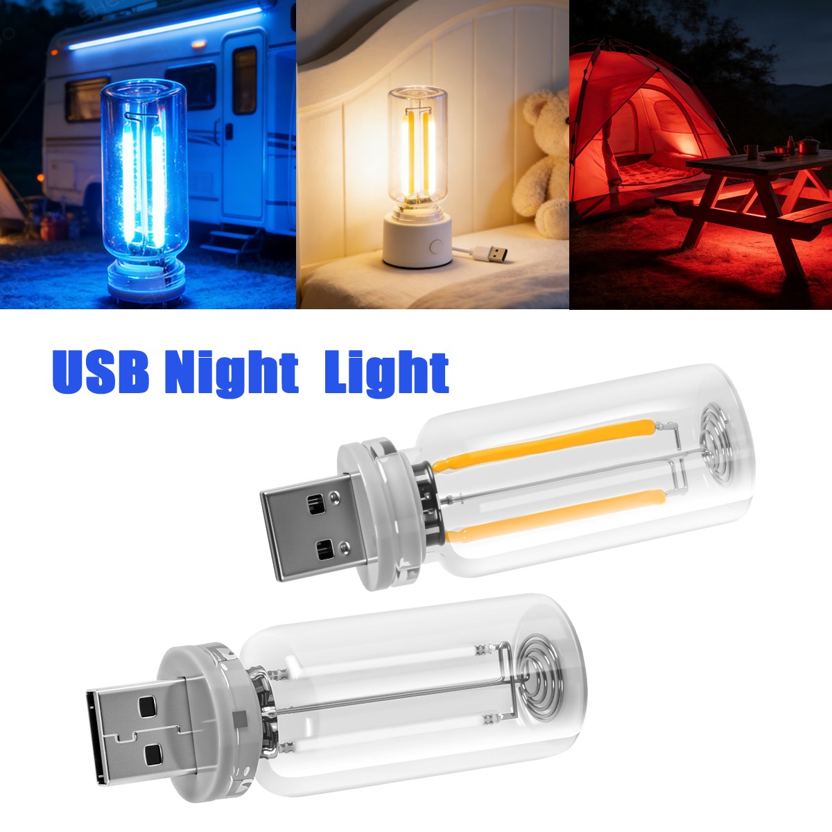 NEW Car LED Lighting Retro Auto Mood Lamps Night Lamps USB Touch Night Light 2PC
