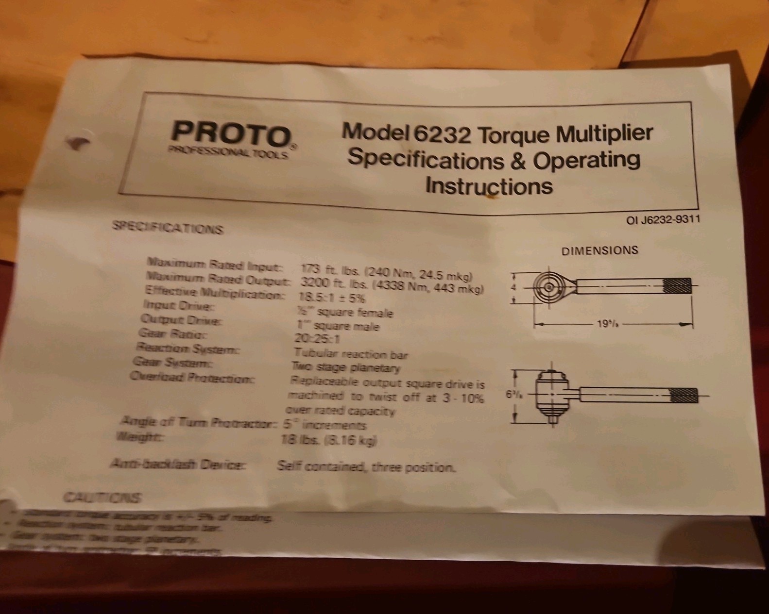 Proto 3200 ft-lbs Torque Multiplier J6232