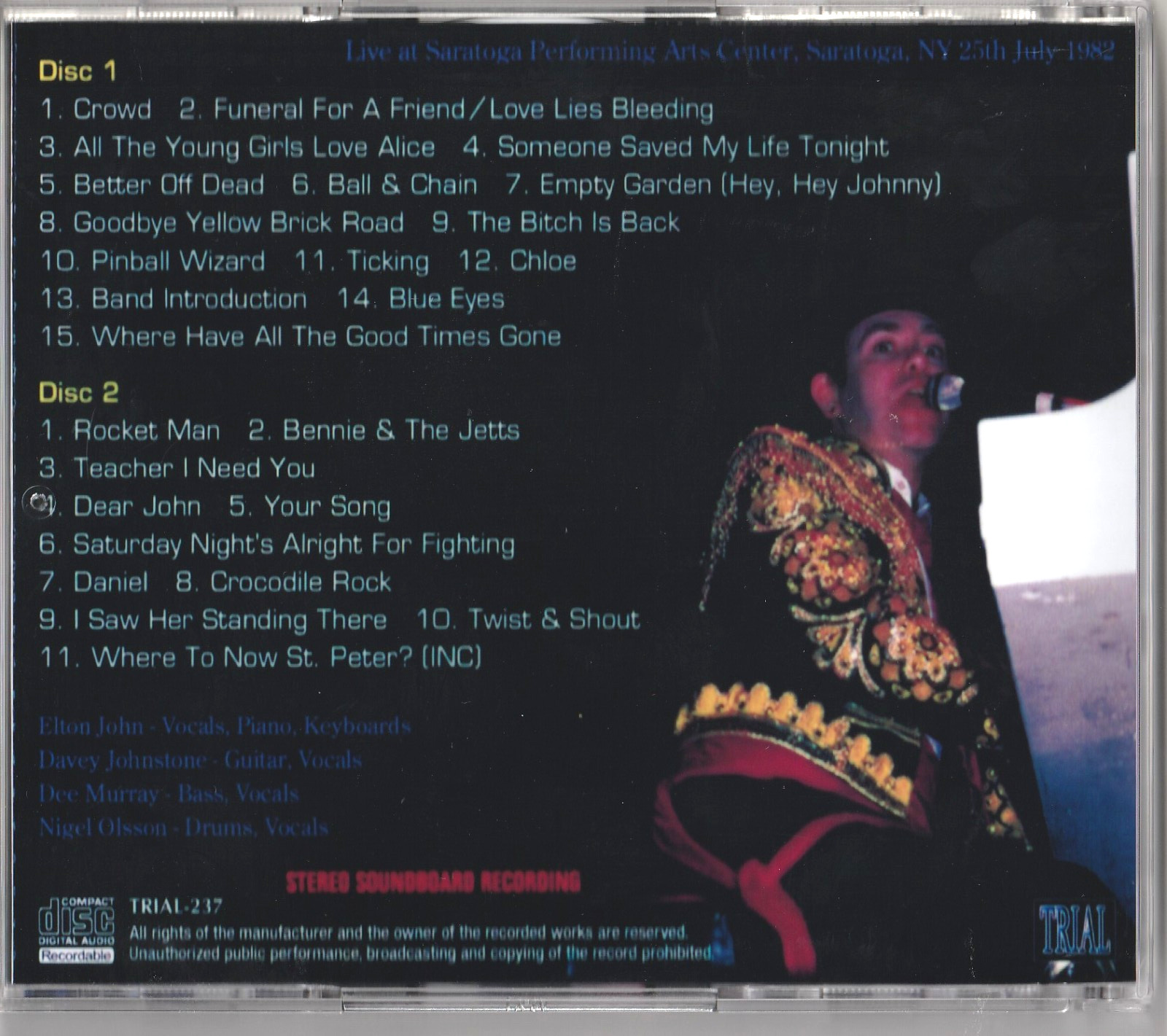 ELTON JOHN / Saratoga 1982 (2CDR)