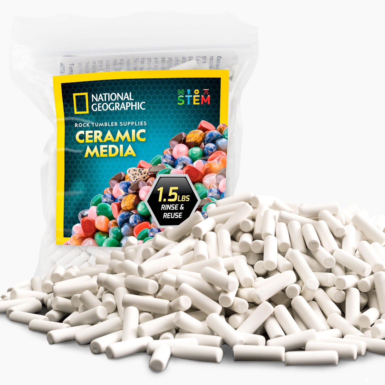 NATIONAL GEOGRAPHIC Ceramic Media for Rock Tumbling – 1.5 lb White