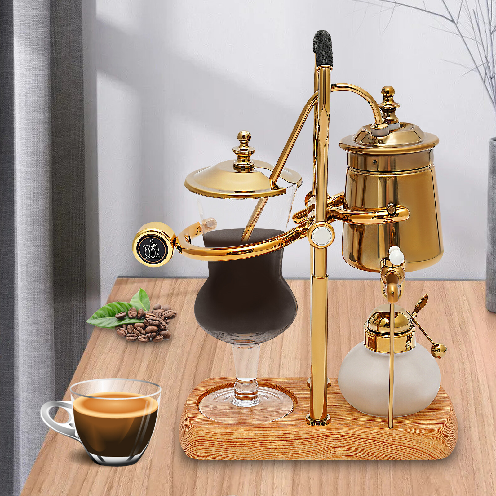 Gold Belgium Royal Family Balance Syphon Coffee Tea Pot Maker Coffee Machine Set