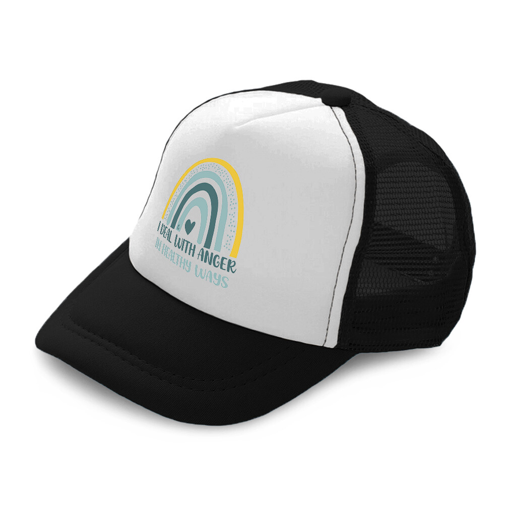 Kids Trucker Hat I Deal with Anger in Healthy Ways Rainbow Polyester Adjustable