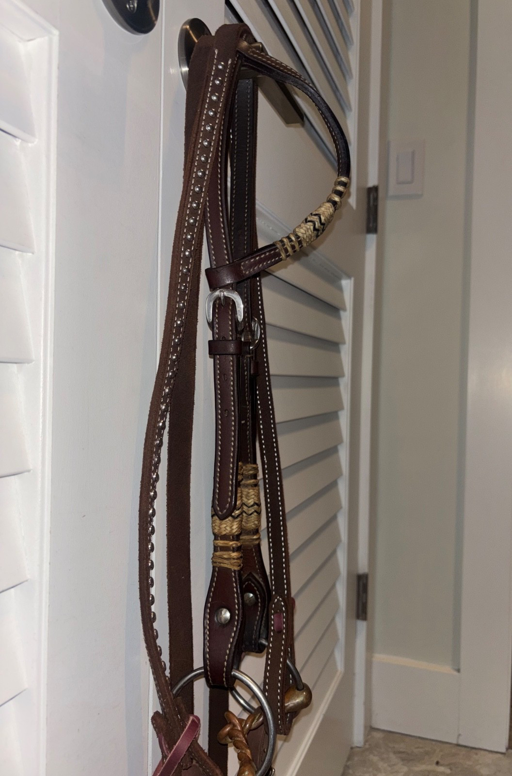 New Riata Sliding One Ear Rawhide Wrapped Western Horse Bridle W/ O Ring Bit