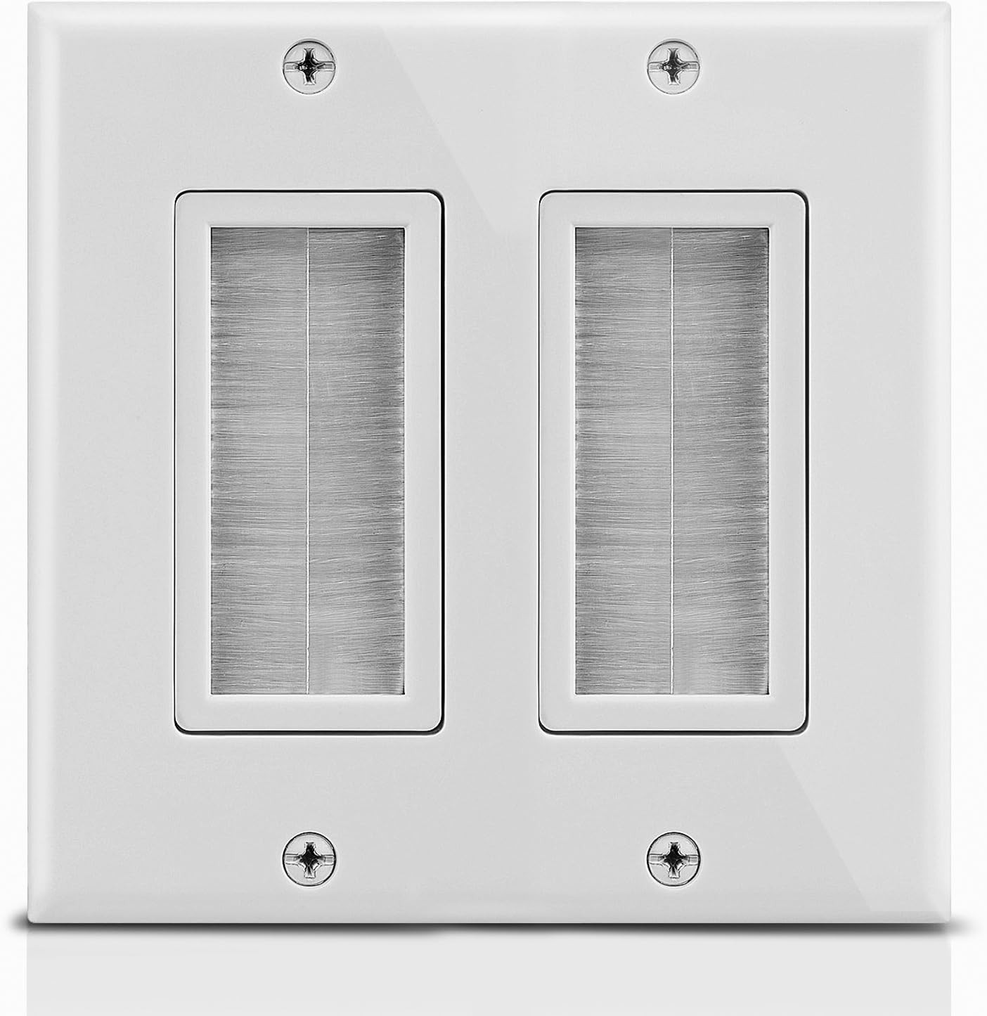 2-Gang Wall Plate, Brush Style Opening Passthrough Low Voltage Cable Plate In-Wa