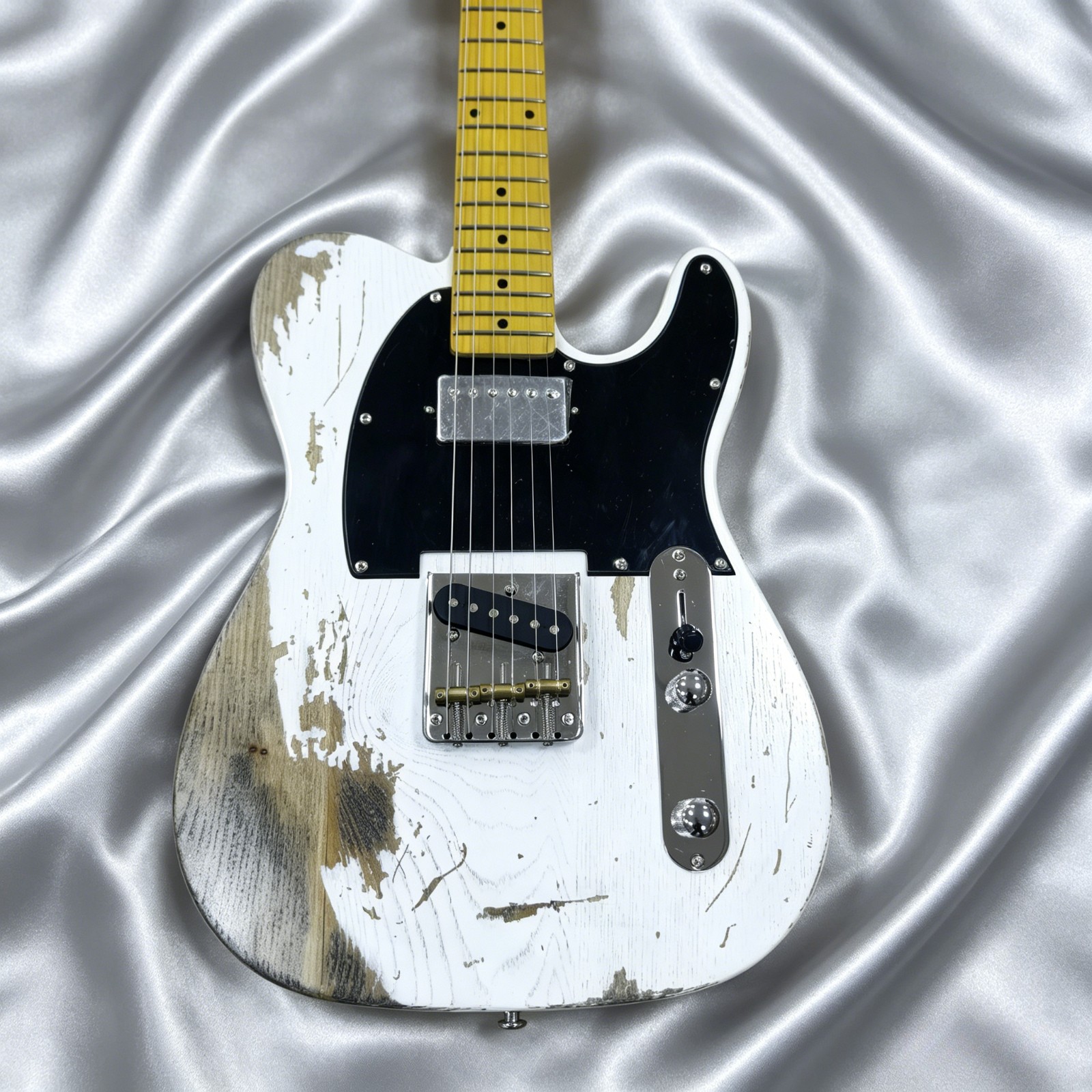 TL Electric Guitar White Relic Finish Black Pickguard Alder Body new