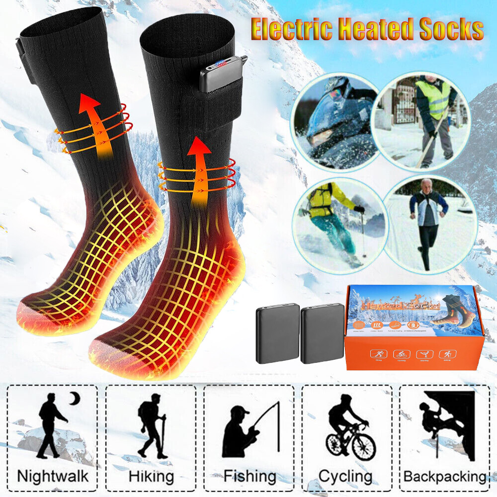 Electric Heated Socks Rechargeable 5V 5000mAh Battery Unisex Winter Foot Warmer
