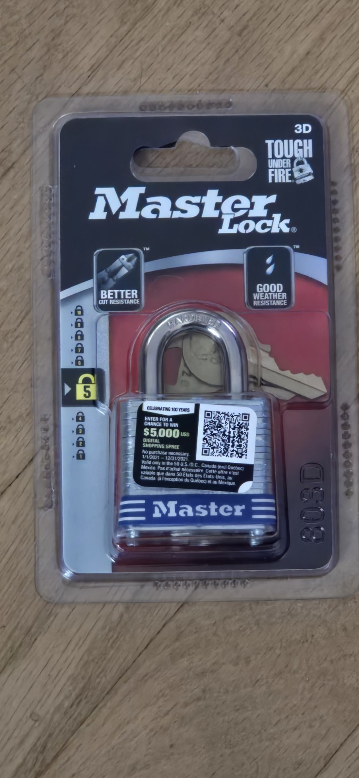 NEW! MASTER LOCK 3D LAMINATED STEEL KEYED PADLOCK 9/32" X 3/4"