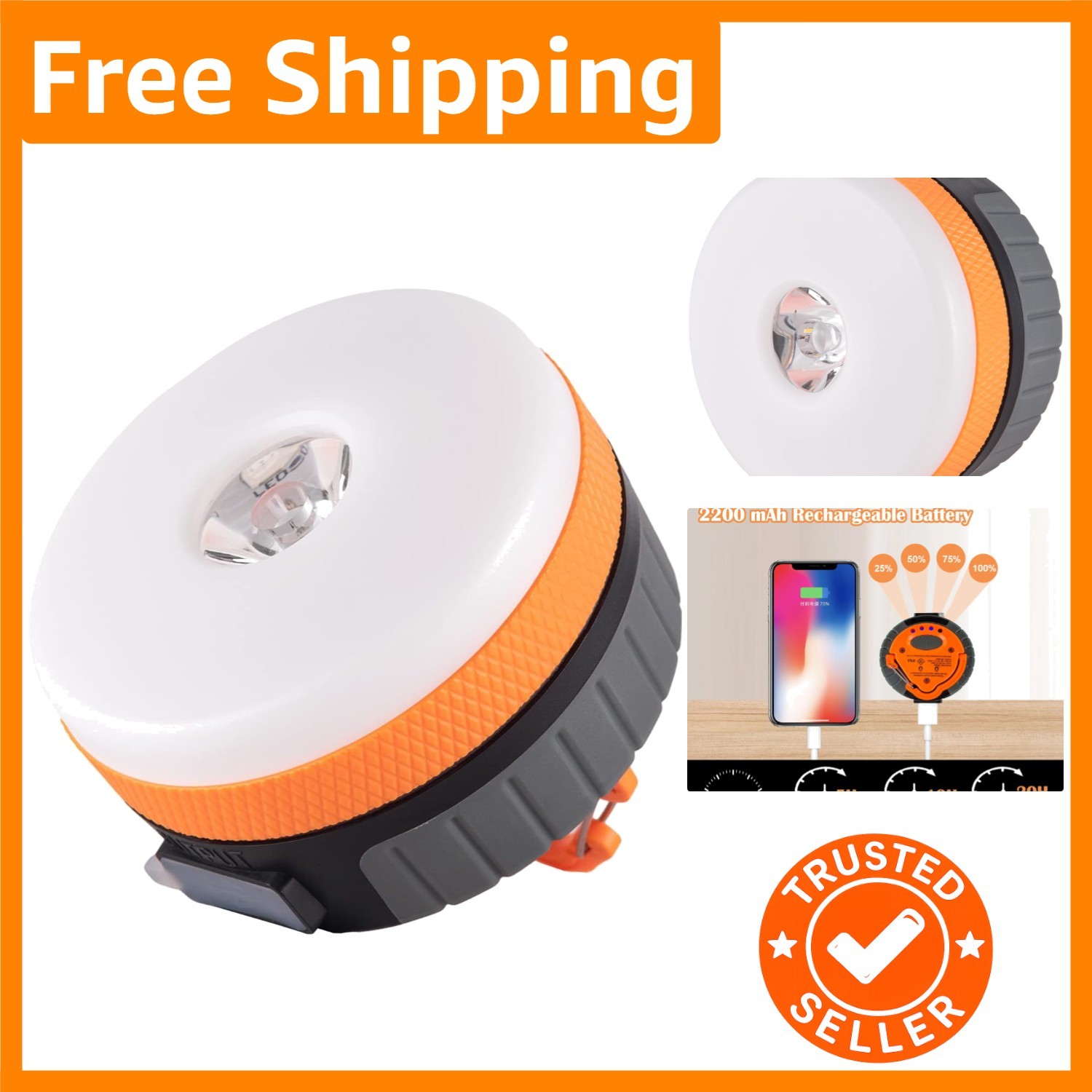 Durable Waterproof LED Lantern - Rechargeable Light for Camping & Power Outages