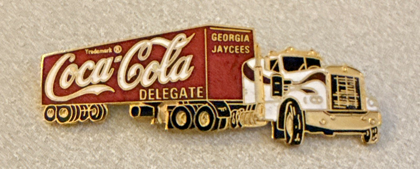 Vintage Coca-Cola Delivery Truck Lapel Pin with Safety Pin Back Georgia Jaycees