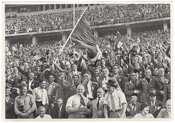 WWII GERMAN Large 1936 OLYMPIC Sports Photo Image- Italian Unformed Spectators