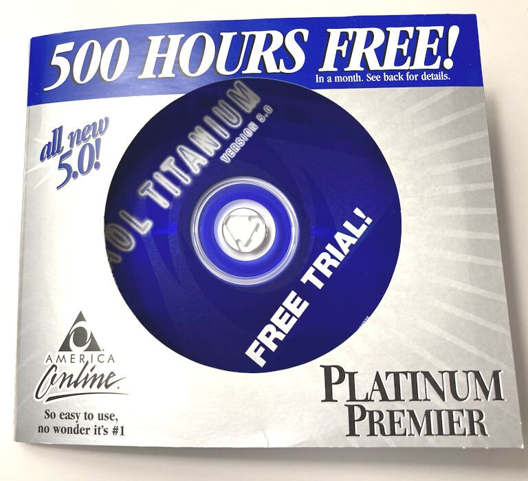 AOL America Online Platinum Premier Titanium 500 Hours Free Ver. 5.0 CD Vintage