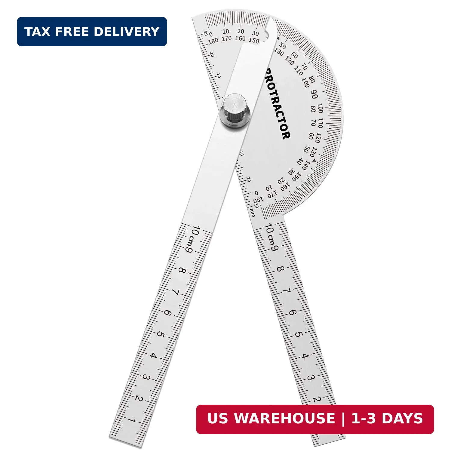 Stainless Steel Angle Protractor -180° Two Arm Ruler Adjustable Finder Angle Pro
