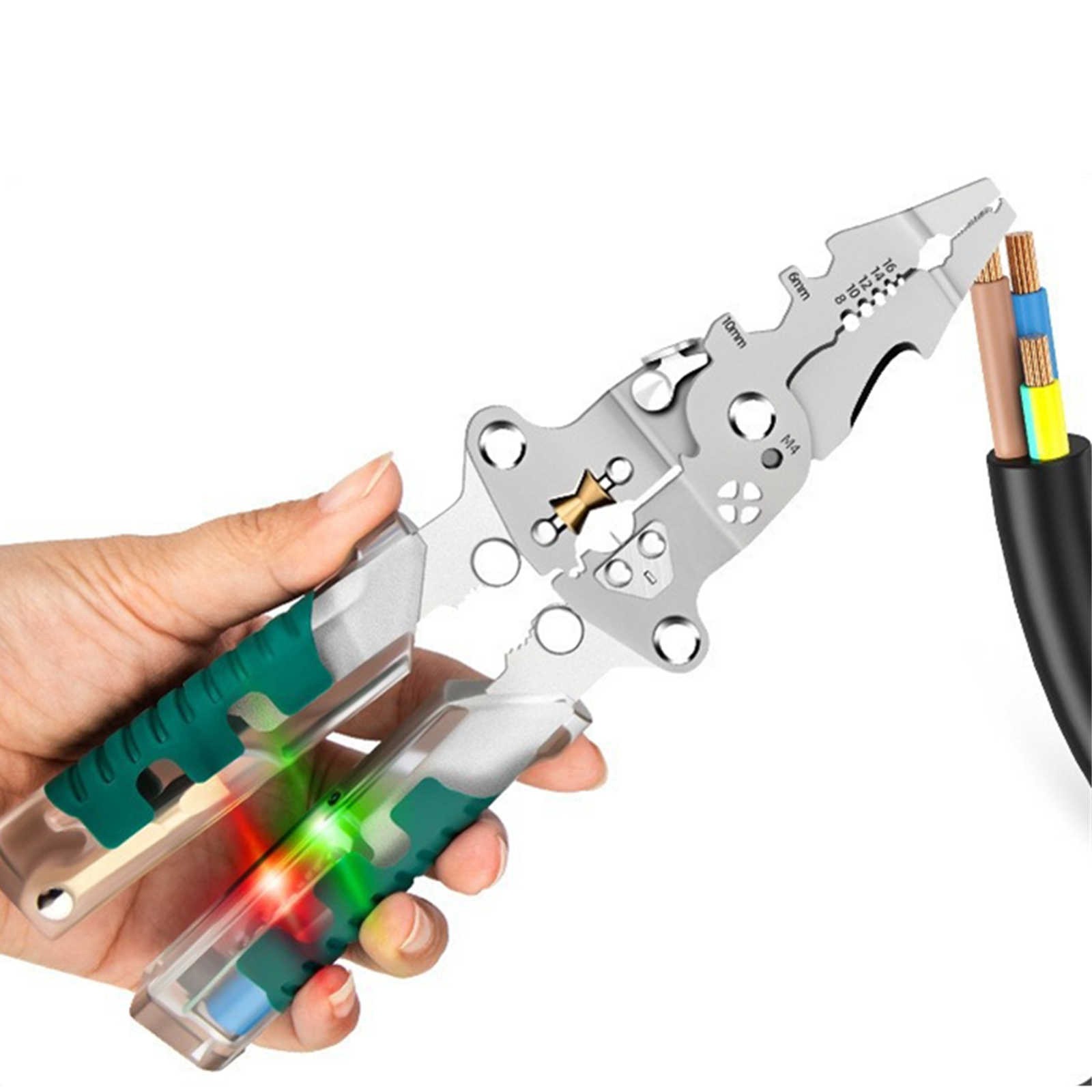 Portable Multi-Function Wire Stripper Scissor With Electrical Tester Built-in