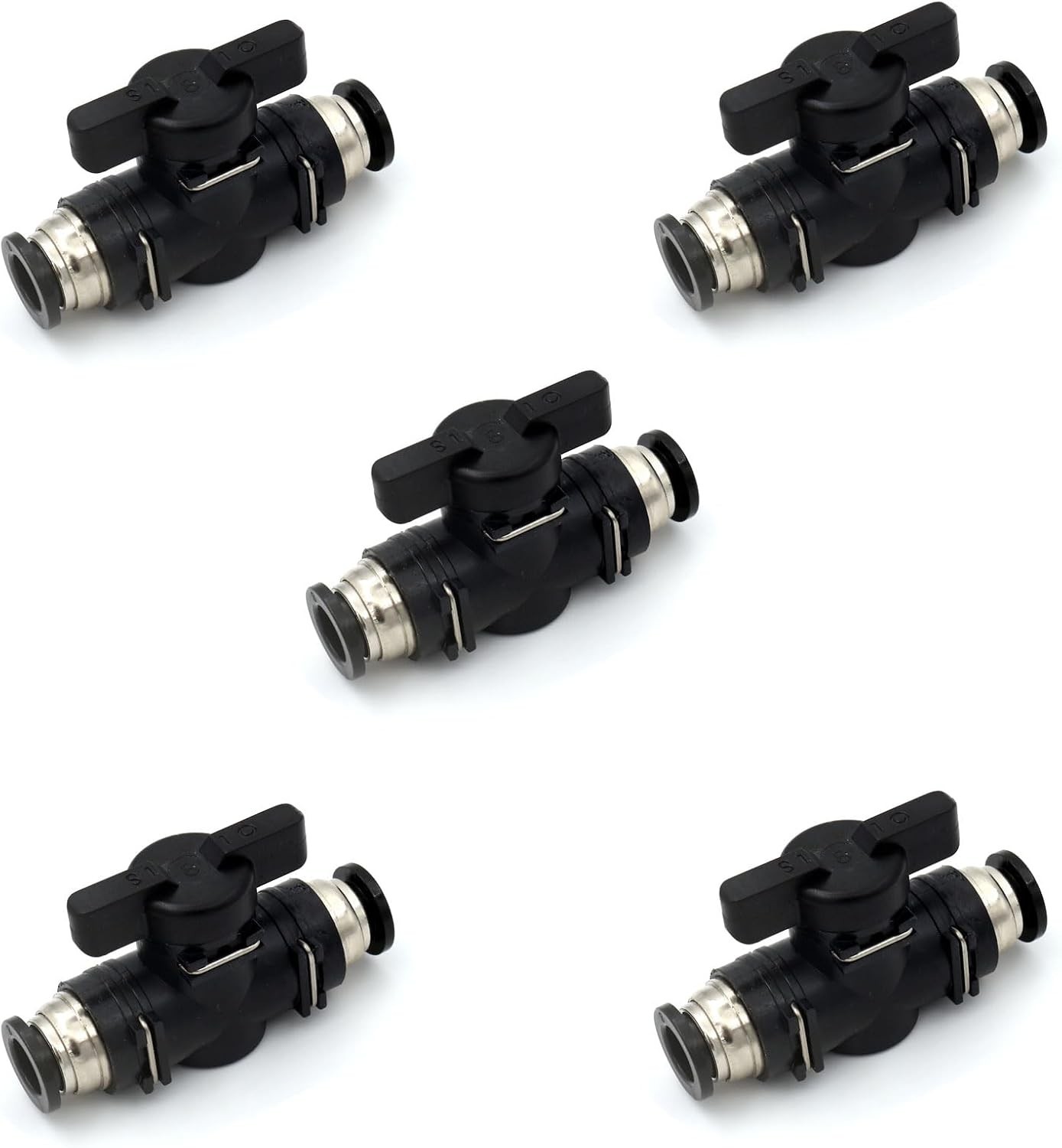 1/4" Pneumatic Push to Connect Ball Valve Air Flow Control Tube Fittings(5 Pack)