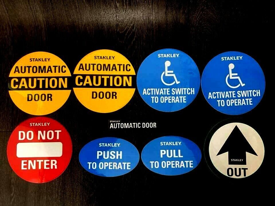 Stanley Automatic Swing Door Decal Set / Stickers