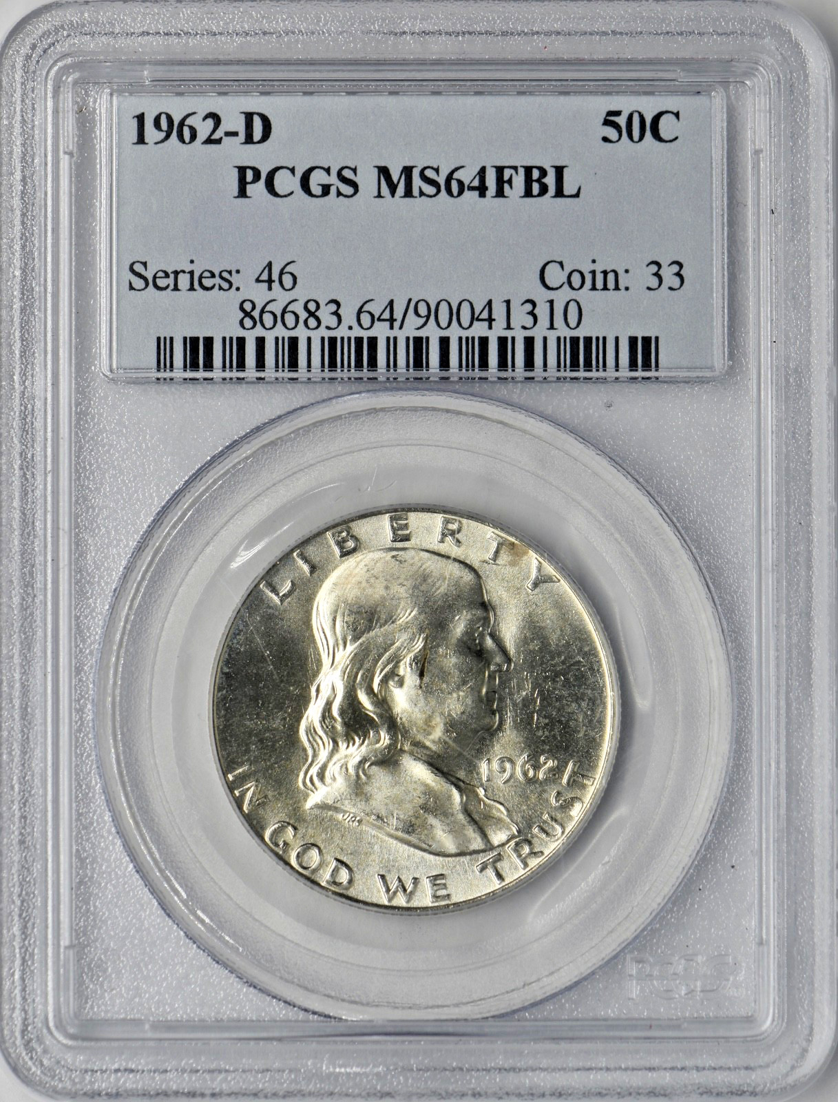 1962-D Franklin Silver Half Dollar - PCGS MS64FBL - ✪COINGIANTS✪
