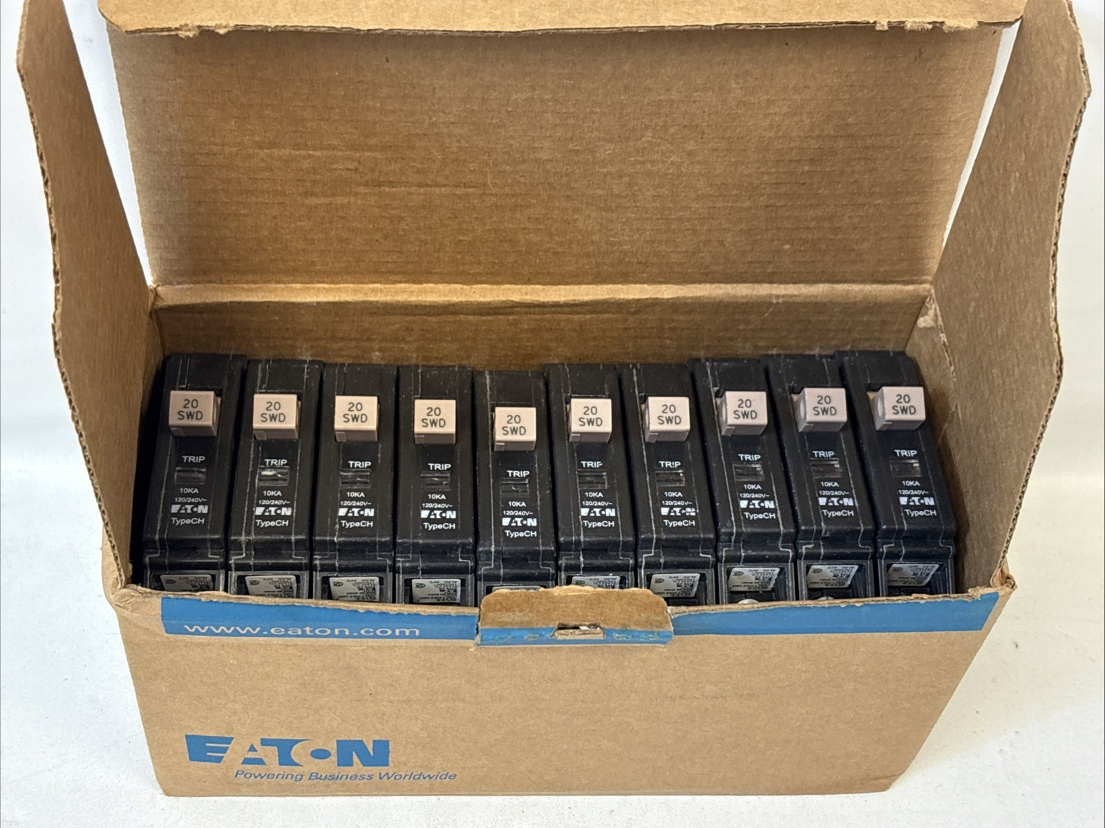 (10) EATON CHF120 Circuit Breakers 20 AMP 1 Pole Type CH - New Box of 10