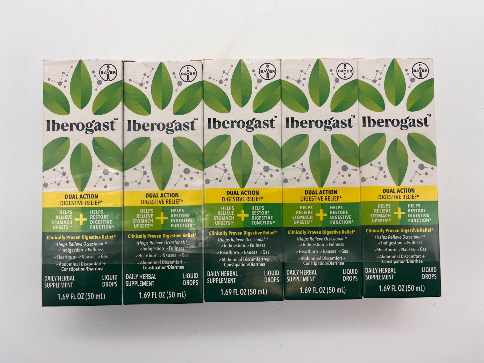 5x IBEROGAST DUAL ACTION DIGESTIVE RELIEF LIQUID DROPS 1.69oz EA EXP 8/26 MR 926