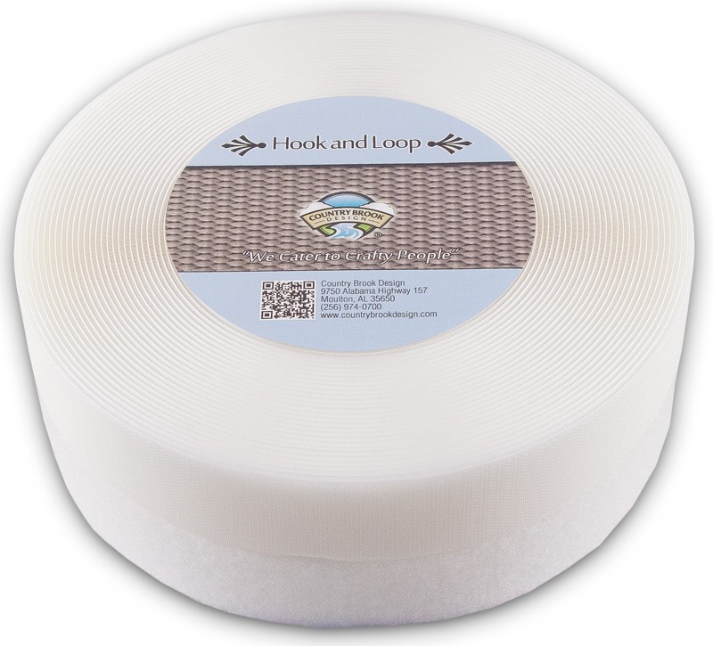 White Sew on Hook and Loop (1 1/2 inch,  2 Rolls of 5 Yards)