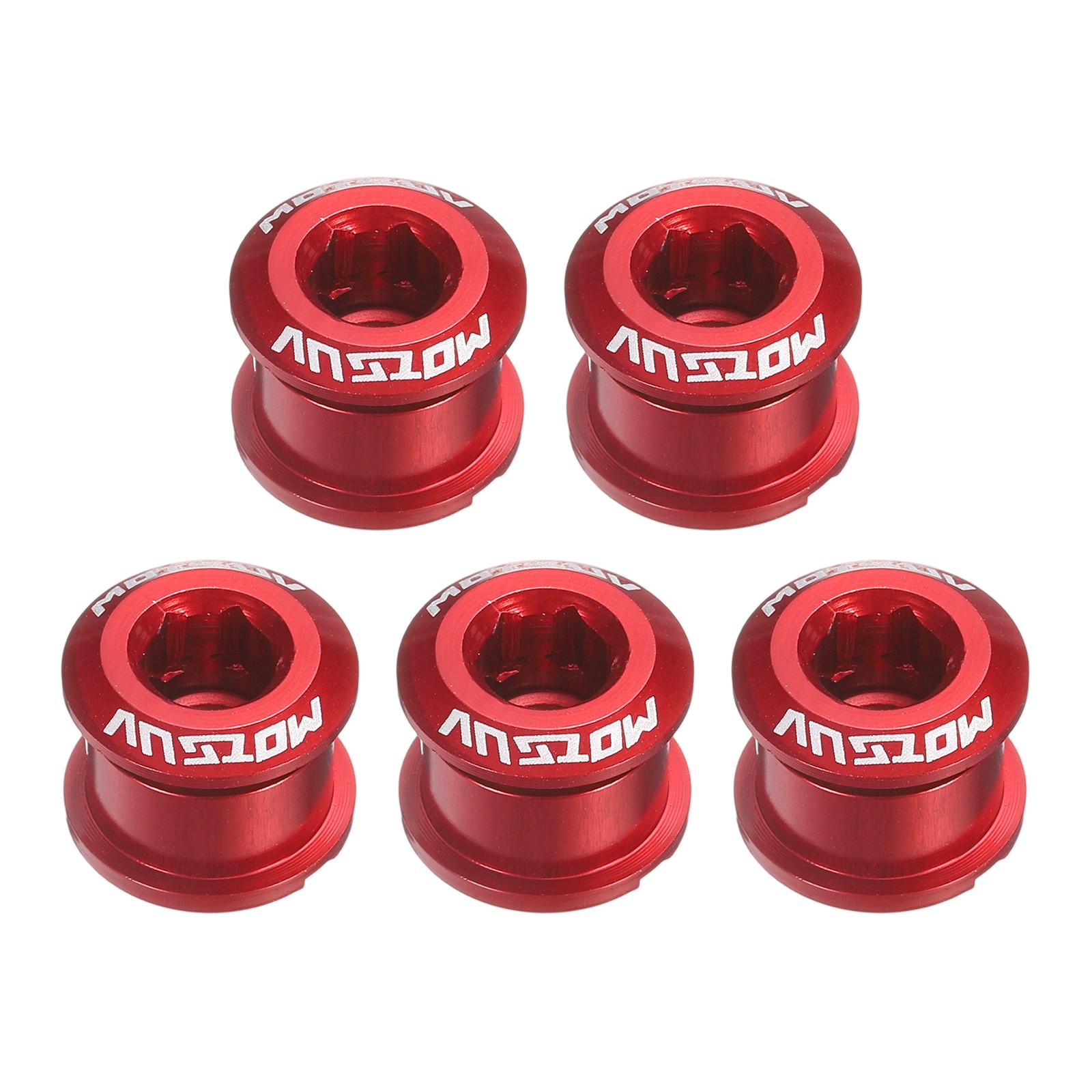 5pcs Single Chain Ring Bolts M8 Aluminum Alloy Bike Chainwheel Screws, Red