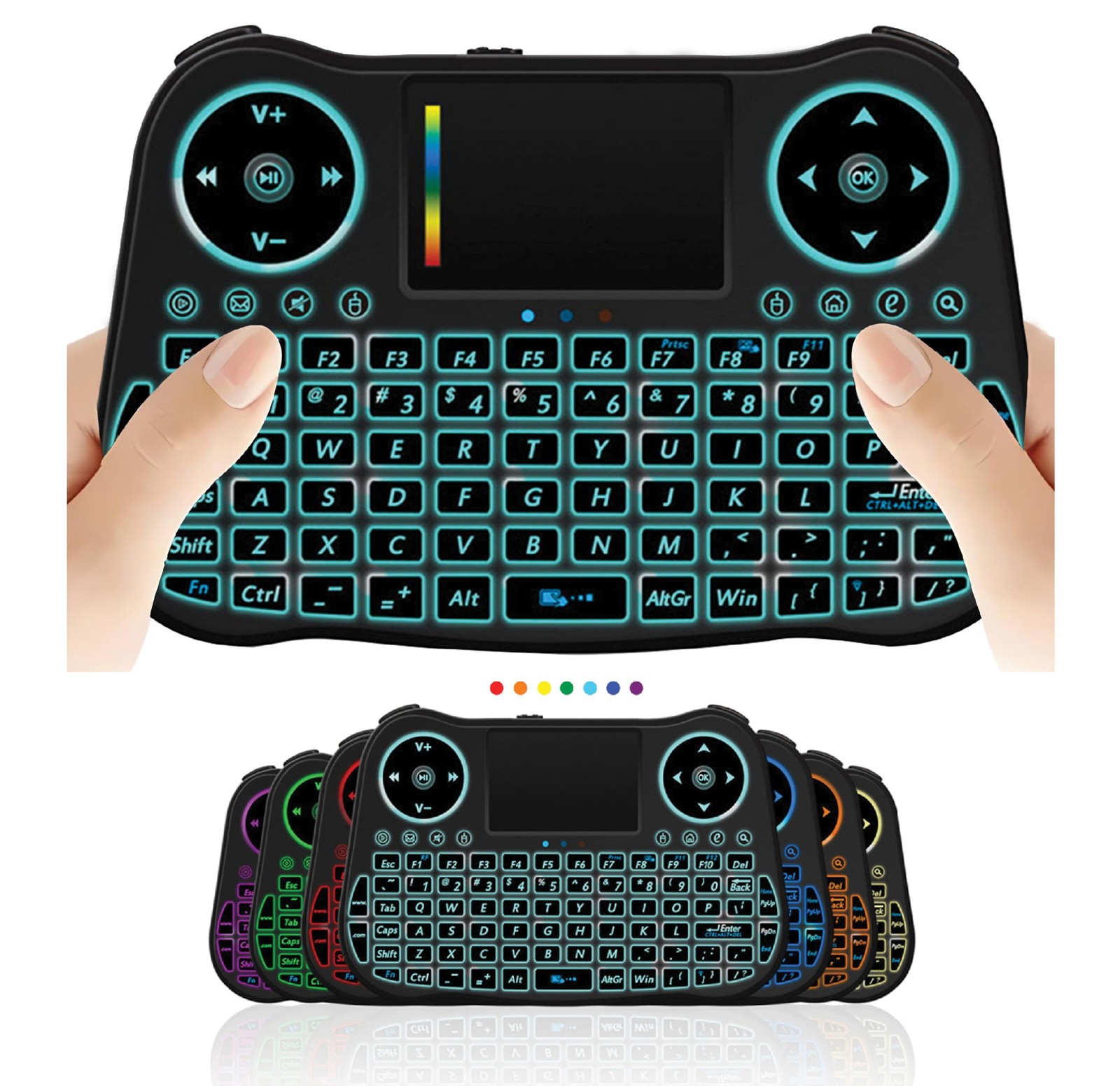 Wireless Mini Handheld Smart TV Remote Keyboard Touchpad Mouse Combo Black