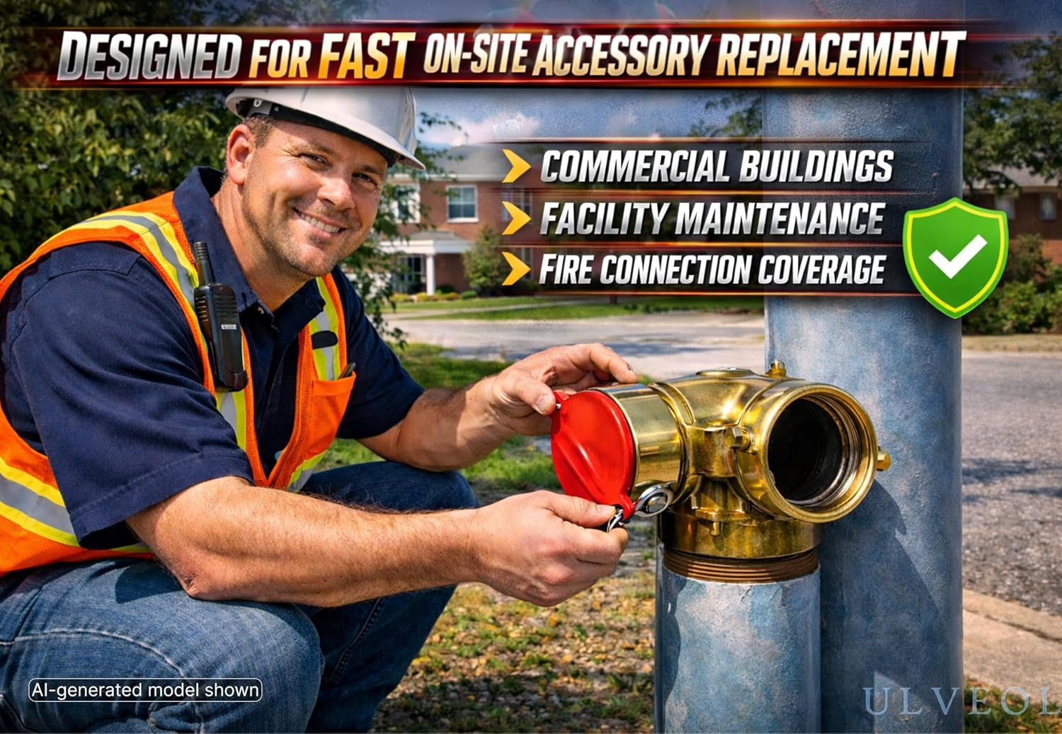 2 Pack Fire Department Connection Caps with Screws Aluminum - Red Fire