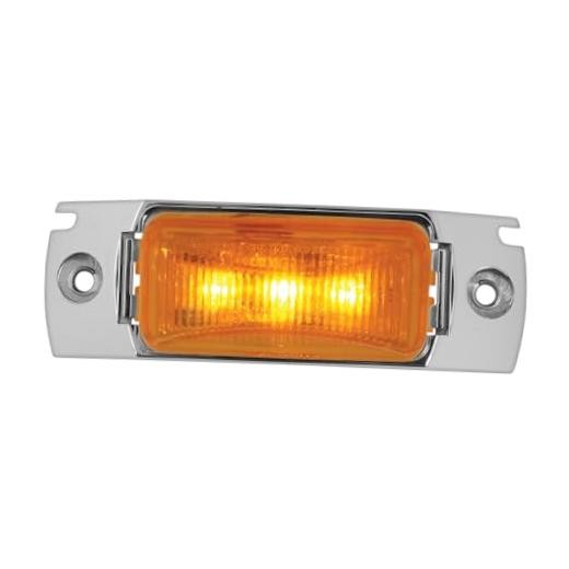 87680 Rect. Amber LED Marker Light w/Rail Cr. Rim