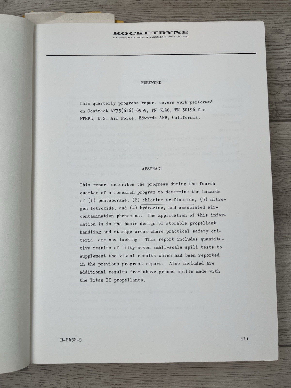 Rocketdyne Hazard Classification New Liquid Propellants Progress Report ‘60-‘61
