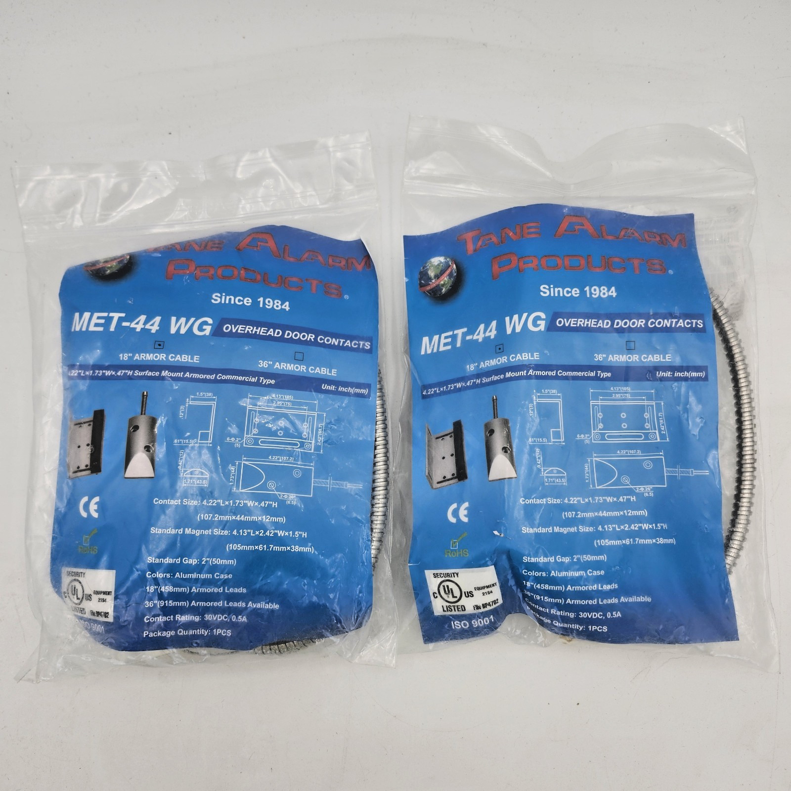 Bosch ISN-CMET-4418 Tane Alarm MET-44 WG Overhead Garage Door Contact Lot of 2