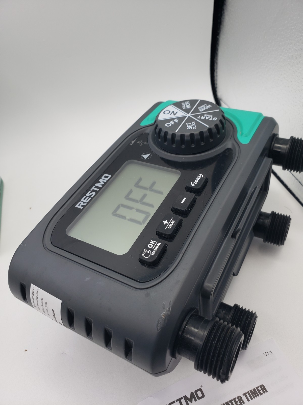 RESTMO 4-Zone Digital Water Timer w/ Brass Inlet 4-Outlet Programmable (0-HT-3D)