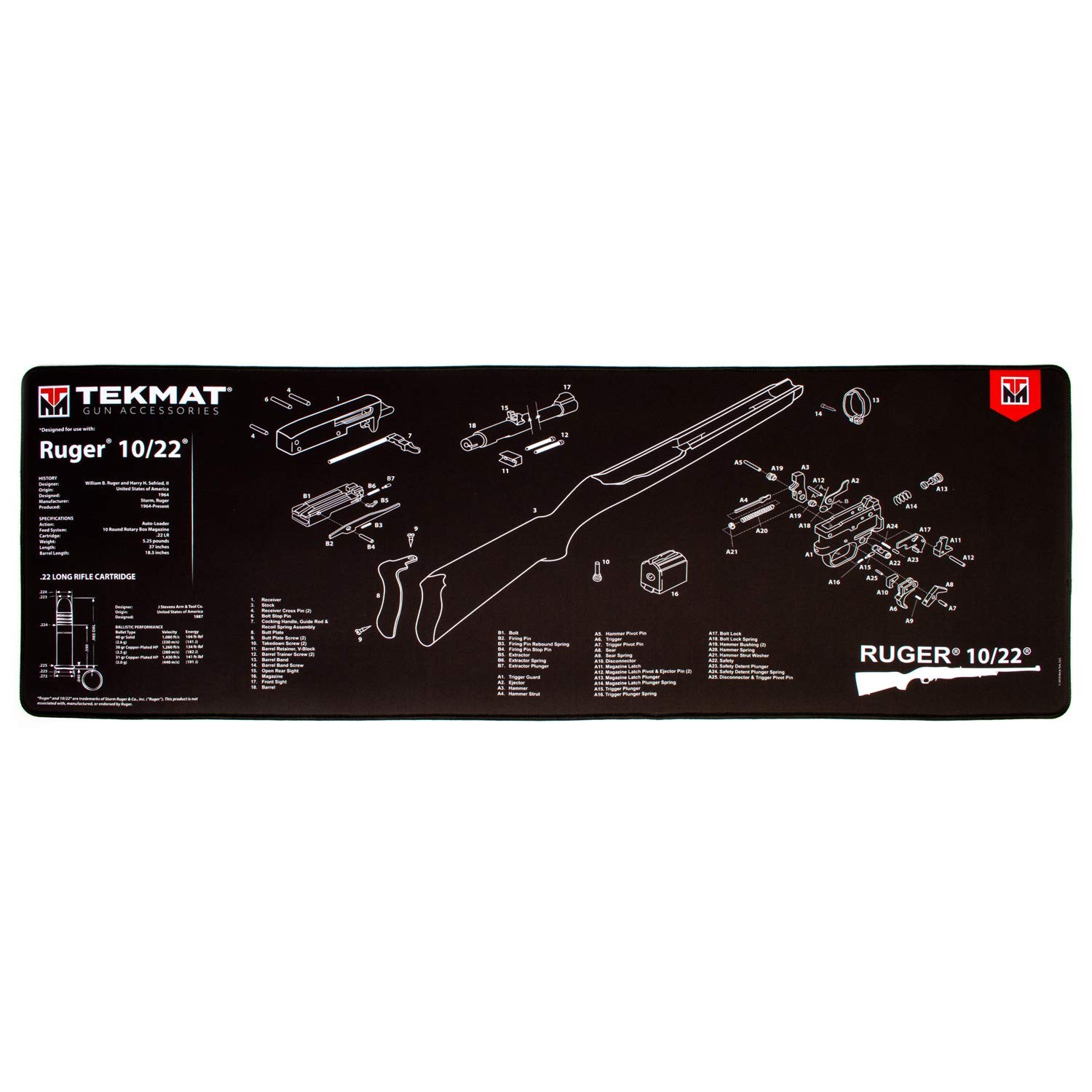 TekMat Ultra Cleaning Mat for Ruger 10/22 Rifle 15"x44" Padded