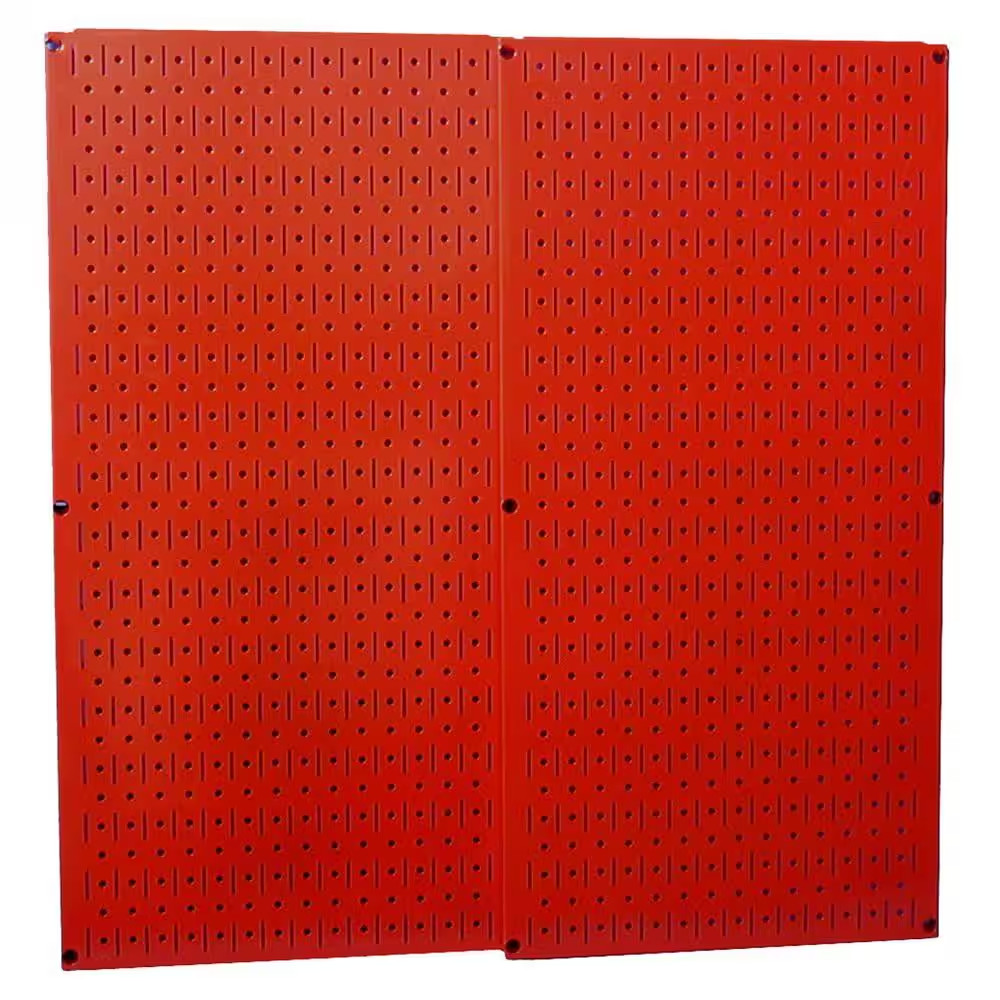 32 In. X 32 In. Overall Size Red Metal Pegboard Pack with Two 32 In. X 16 In. Pe